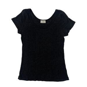 Anthropologie t.la Women's Grey Short Sleeve Ribbed Knit Shirt Size Small